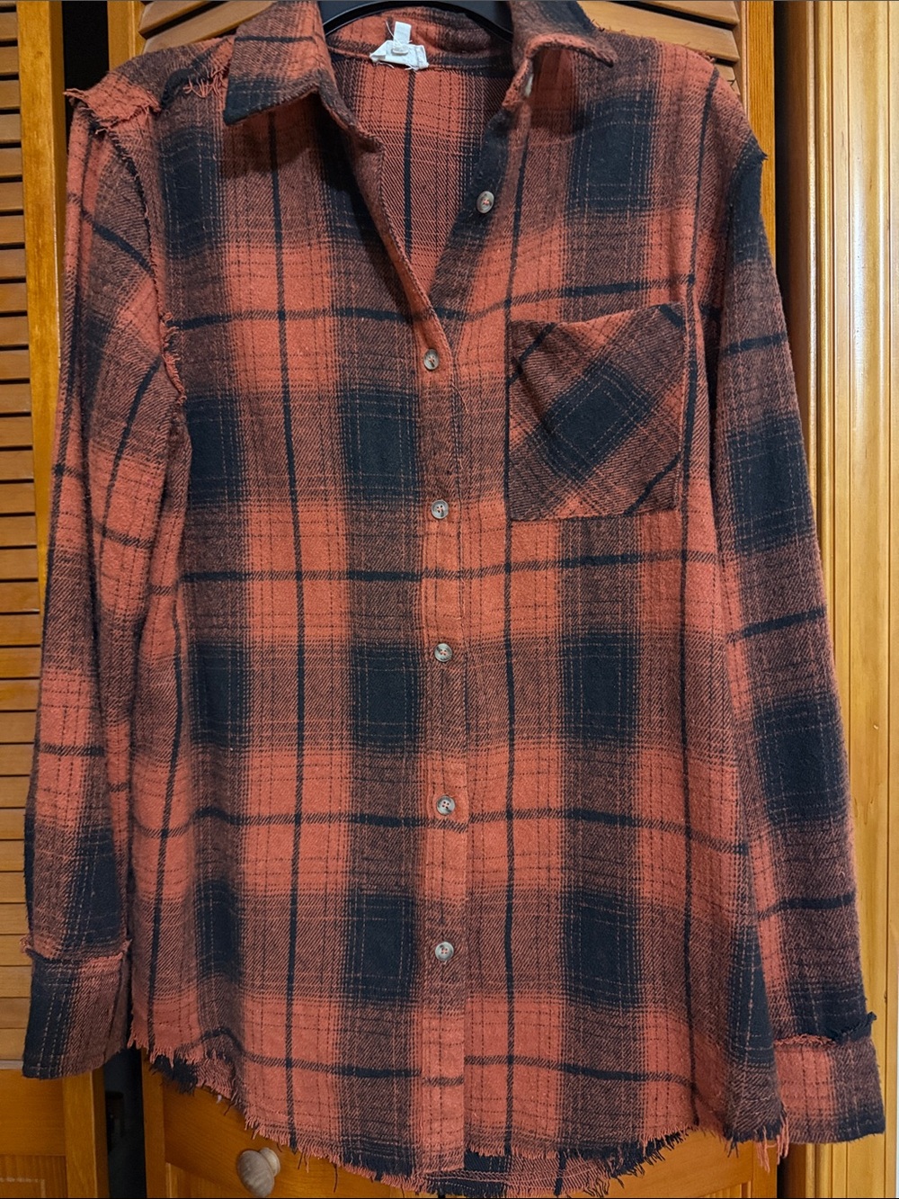 LA MIEL Rust and Black Plaid Shirt
